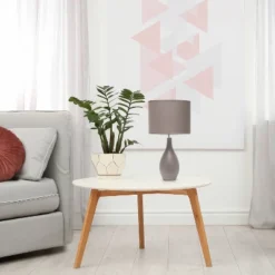 18.11" Traditional Standard Ceramic Dewdrop Table Desk Lamp With Matching Fabric Shade Gray - Creekwood Home -Adesso Lighting Deals Store GUEST 7d77c039 5fac 4b51 b613 753fa30c7908