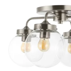 18" 4-Light Piper Farmhouse Rustic Iron/Glass LED Semi Flush Mount Nickel/Clear - JONATHAN Y -Adesso Lighting Deals Store GUEST 7ed7f1e7 9361 4701 9cd4 bde5a7bb826f