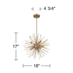 Possini Euro Design Janae Warm Gold Sputnik Chandelier 18" Wide Modern Crystal 9-Light Fixture For Dining Room House Foyer Kitchen Island Entryway -Adesso Lighting Deals Store GUEST 7f180e9f 7fb2 4d29 a779 cdeacf24585c