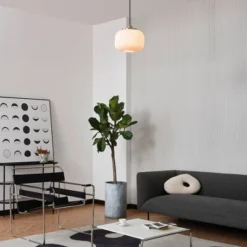 Novogratz X Globe Lily 1-Light Matte Brass Pendant Lighting With Frosted Ribbed Glass Shade - Globe Electric -Adesso Lighting Deals Store GUEST 8043a6a7 c16c 4ebb aab5 da6ab4ece662