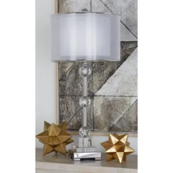 Glass Table Lamp With Drum Shade Silver - Olivia & May -Adesso Lighting Deals Store GUEST 835e2e0f c4c4 4f9d b9e1 22d5d98692eb