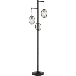 Uttermost Modern Industrial Floor Lamp 73 1/2" Tall Matte Black 3-Light Marbleized Glass Drop Shade For Living Room Reading Family Bedroom Office Home -Adesso Lighting Deals Store GUEST 84aa9671 4074 431d 9167 f6fcba32dae1