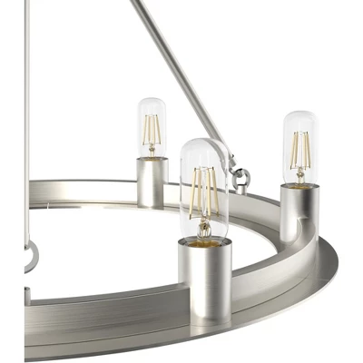 6-Light Saddlewood Chandelier Brushed Nickel - Hunter Fan 3 6-Light Saddlewood Chandelier Brushed Nickel - Hunter Fan - Image 3