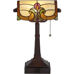 Robert Louis Tiffany Traditional Piano Banker Desk Table Lamp 17" High With AC Power Outlet Bronze Floral Art Glass Bedroom Office 14 Robert Louis Tiffany Traditional Piano Banker Desk Table Lamp 17" High With AC Power Outlet Bronze Floral Art Glass Bedroom Office -Adesso Lighting Deals Store GUEST 8778d4d3 e9e6 4801 bb88 81da07d8e1ad