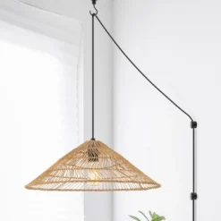 20.25" 1-Light Nova Farmhouse Coastal Rattan LED Pendant Brown - JONATHAN Y -Adesso Lighting Deals Store GUEST 8793ca34 0825 4951 85ea 4b5f5c9b5b33