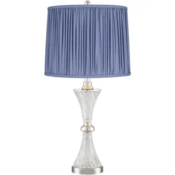 Regency Hill Luca Modern Table Lamps Set Of 2 25 1/2" High Twisted Glass With USB Charging Port Blue Shirred Shade For Bedroom Living Room Desk Office -Adesso Lighting Deals Store GUEST 880ef1a0 4fed 4512 ae4c 3a372f00034d