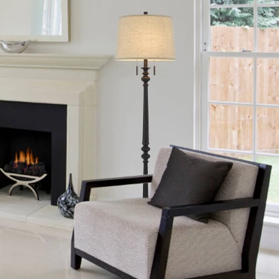 63" Resin Traditional Floor Lamp Rustic Iron - Cal Lighting 2 63" Resin Traditional Floor Lamp Rustic Iron - Cal Lighting - Image 2