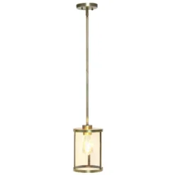 1-Light 9.25" Modern Farmhouse Adjustable Hanging Cylindrical Clear Glass Pendant Fixture With Metal Accent - Lalia Home -Adesso Lighting Deals Store GUEST 88862fc3 7c30 4d2f ada8 94933b7d34fc