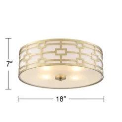 Stiffel Modern Art Deco Ceiling Light Flush Mount Fixture Gold 18" Wide Open Grid Fabric Drum Shade Bedroom Kitchen -Adesso Lighting Deals Store GUEST 8945853b 9ee4 4be0 bb6c 0ad0db490c4a