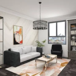 Metal Crystal Embellishments 6 Light Chandelier With Link Style Chain Black - Olivia & May -Adesso Lighting Deals Store GUEST 894f0c2e 2b9e 470e ad69 850fd08eef94