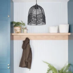 10" 1-Light Zola Pendant Rattan Black - River Of Goods -Adesso Lighting Deals Store GUEST 8b081855 c29a 42d8 8a5f 3db60d50864e