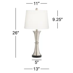 360 Lighting Seymore Modern Table Lamps 26" High Set Of 2 Silver With USB Charging Port LED Touch On Off White Drum Shade For Bedroom Living Room Desk -Adesso Lighting Deals Store GUEST 8e426f7e fe56 4e05 ba41 14b46b483e6f
