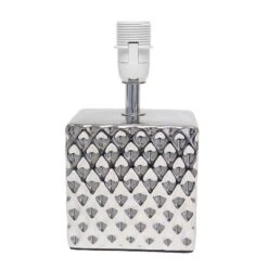 11.81" Tall Petite Hammered Square Bedside Table Desk Lamp With White Fabric Shade Silver - Simple Designs -Adesso Lighting Deals Store GUEST 8ecdb11f 2867 459e 8d8b 06491f042972