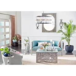 Metal Crystal Embellishments 6 Light Chandelier With Link Style Chain Black - Olivia & May -Adesso Lighting Deals Store GUEST 8fb4eb1c b292 405e 80ce 4daa454ba7f0