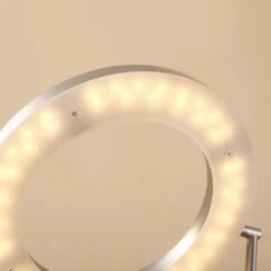 HOMCOM Modern LED 2 Light Floor Lamp, Tall Standing Lamp With Rotatable Ring Light And Height Adjustable Side Light For Living Room Or Bedroom, Silver -Adesso Lighting Deals Store GUEST 907543bf 72d4 447a b109 c7776322f9b7