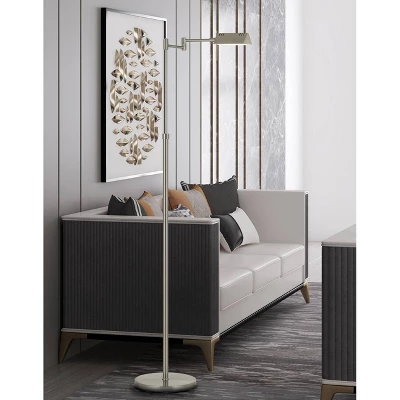 45" X 61" Adjustable Metal Clemson Pharmacy Swing Arm Floor Lamp (Includes LED Light Bulb) Brushed Steel - Cal Lighting 1 45" X 61" Adjustable Metal Clemson Pharmacy Swing Arm Floor Lamp (Includes LED Light Bulb) Brushed Steel - Cal Lighting