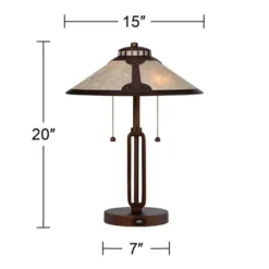 Franklin Iron Works Samuel Industrial Desk Lamp 20" High Rubbed Bronze With USB Charging Port Natural Mica Shade For Bedroom Living Room Bedside Desk -Adesso Lighting Deals Store GUEST 927ea892 13f7 4263 9b9a 603311417e0c