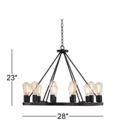Franklin Iron Works Lacey Black Wagon Wheel Chandelier 28" Wide Industrial 12-Light LED Fixture For Dining Room House Foyer Kitchen Island Entryway 13 Franklin Iron Works Lacey Black Wagon Wheel Chandelier 28" Wide Industrial 12-Light LED Fixture For Dining Room House Foyer Kitchen Island Entryway -Adesso Lighting Deals Store GUEST 92d2cbe5 387a 41bd b202 712278829386
