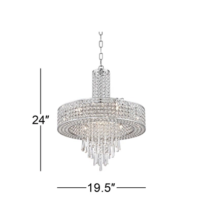 Vienna Full Spectrum Crystal Cascade Chrome Chandelier 19 1/2" Wide Modern 9-Light LED Fixture For Dining Room House Kitchen Island Entryway Bedroom 5 Vienna Full Spectrum Crystal Cascade Chrome Chandelier 19 1/2" Wide Modern 9-Light LED Fixture For Dining Room House Kitchen Island Entryway Bedroom - Image 5