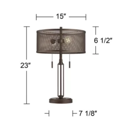 Franklin Iron Works Dayn Industrial Accent Table Lamps Set Of 2 23" High Bronze Metal LED Mesh Shade For Bedroom Living Room Bedside Nightstand Office -Adesso Lighting Deals Store GUEST 93220b39 0afb 47f5 8735 5e825ce50ef6