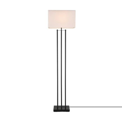 62" Ricci Floor Lamp With Fabric Shade Matte Black/White - Globe Electric 3 62" Ricci Floor Lamp With Fabric Shade Matte Black/White - Globe Electric - Image 3