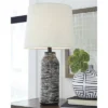 Set Of 2 Mahima Paper Table Lamps Black/White - Signature Design By Ashley