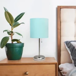 19.5" Bedside USB Port Feature Metal Table Desk Lamp Brushed Steel With Aqua Blue Fabric Shade - Creekwood Home 13 19.5" Bedside USB Port Feature Metal Table Desk Lamp Brushed Steel With Aqua Blue Fabric Shade - Creekwood Home -Adesso Lighting Deals Store GUEST 97aac017 e9b6 4a66 b0ac 0ed0f6523b3c