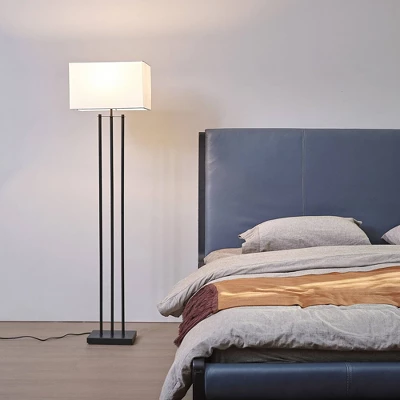 62" Ricci Floor Lamp With Fabric Shade Matte Black/White - Globe Electric 2 62" Ricci Floor Lamp With Fabric Shade Matte Black/White - Globe Electric - Image 2