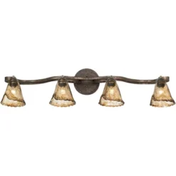 Pro Track 4-Head Ceiling Track Light Fixture Kit Adjustable Brown Bronze Finish Organic Amber Glass Western Kitchen Bathroom Living Room 41" Wide -Adesso Lighting Deals Store GUEST 9a583982 1b52 4caa be5a 863c56f202a5