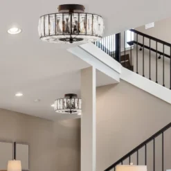 11.5" Crystalline Semi-Flush Mount Pendant Clear - River Of Goods -Adesso Lighting Deals Store GUEST 9a8b09a2 05d0 445c 9c39 02e7e13232f3