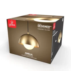 Amelia 1-Light Matte Brass Plug-In Pendant Lighting With Frosted Glass Shade - Globe Electric -Adesso Lighting Deals Store GUEST a09cbc8f bcf1 4171 8c19 2fee21c35736
