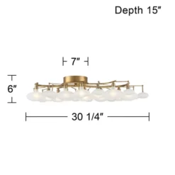 Possini Euro Design Lilypad Modern Ceiling Light Semi Flush Mount Fixture 30 1/4" Wide Warm Brass 12-Light Frosted Glass Shade For Bedroom Living Room -Adesso Lighting Deals Store GUEST a233a009 bd72 44f5 9f48 3c2effe14b0b