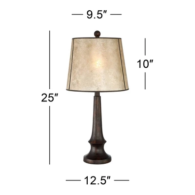 Franklin Iron Works Naomi Industrial Rustic Table Lamp 25" High Bronze With USB Charging Port Mica Shade For Bedroom Living Room Bedside Office Desk 6 Franklin Iron Works Naomi Industrial Rustic Table Lamp 25" High Bronze With USB Charging Port Mica Shade For Bedroom Living Room Bedside Office Desk - Image 6
