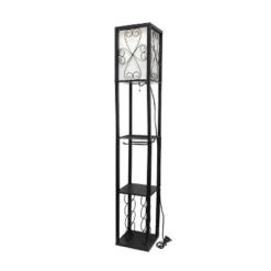 Etagere Organizer Storage Shelf Floor Lamp With Linen Shade Black - Simple Designs -Adesso Lighting Deals Store GUEST a3b55f92 bd9b 489f 8786 448eb071bf31