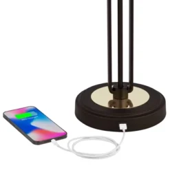 Franklin Iron Works Javier Industrial Table Lamp 24 1/2" High Bronze With USB Charging Port White Drum Shade For Bedroom Living Room Bedside Home Desk -Adesso Lighting Deals Store GUEST a4b0b111 7242 4470 816e 091b7479f8b1