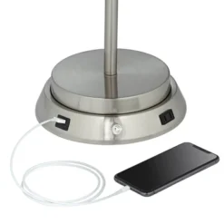 360 Lighting Modern Table Lamp With Dimmable USB And AC Power Outlet Workstation Base 24.5" High Brushed Nickel Droplet White Shade Bedroom Desk -Adesso Lighting Deals Store GUEST a4b5abc3 5474 4651 8720 812e273cb860