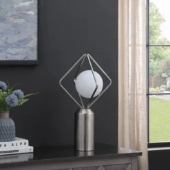 19.5" Ernst Modern Monoclinic Pendeloque Metal Table Lamp Silver - Ore International -Adesso Lighting Deals Store GUEST a7d85b00 989a 4622 91da 5378fc60a5f0