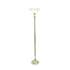 1 Light Torchiere Floor Lamp With Marbleized Glass Shade Gold - Elegant Designs