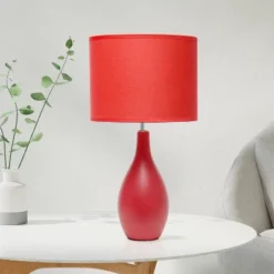 18.11" Traditional Standard Ceramic Dewdrop Table Desk Lamp With Matching Fabric Shade Red - Creekwood Home -Adesso Lighting Deals Store GUEST abfd609c ca3a 4ece aedb a050a2cd62bb
