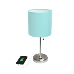 19.5" Bedside USB Port Feature Metal Table Desk Lamp Brushed Steel With Aqua Blue Fabric Shade - Creekwood Home 9 19.5" Bedside USB Port Feature Metal Table Desk Lamp Brushed Steel With Aqua Blue Fabric Shade - Creekwood Home -Adesso Lighting Deals Store GUEST af0fcb74 256f 4c50 a804 545b5ead6153
