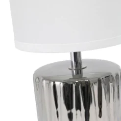 11.61" Tall Ruffled Capsule Bedside Table Desk Lamp With White Drum Fabric Shade Silver - Simple Designs -Adesso Lighting Deals Store GUEST b0a9dea1 d19f 4cc9 85ce 2944522213ab