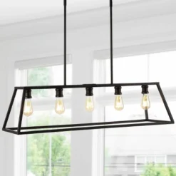 26.75" 5-Light LED Adjustable Iron Floyd Farmhouse Pendant Oil Rubbed Bronze - JONATHAN Y -Adesso Lighting Deals Store GUEST b15ac43a bec4 438e 9cc2 bed080f650ae
