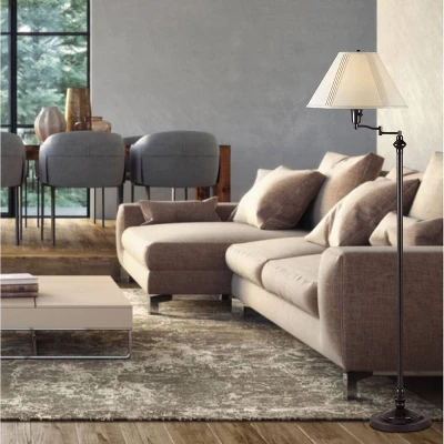 59" 3-way Metal Swing Arm Floor Lamp Dark Bronze - Cal Lighting 1 59" 3-way Metal Swing Arm Floor Lamp Dark Bronze - Cal Lighting