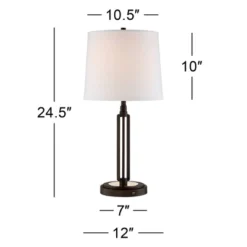 Franklin Iron Works Javier Industrial Table Lamp 24 1/2" High Bronze With USB Charging Port White Drum Shade For Bedroom Living Room Bedside Home Desk -Adesso Lighting Deals Store GUEST b385ec22 cbf7 48b3 b323 670c2ff407ce