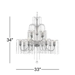 Vienna Full Spectrum Crystal Rain Chrome Chandelier 33" Wide Modern 12-Light Fixture For Dining Room House Foyer Kitchen Island Entryway Bedroom Home -Adesso Lighting Deals Store GUEST b39b6d30 6719 4c71 ab07 94ccd2122868