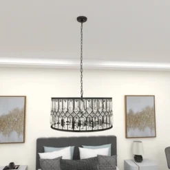 Metal Crystal Embellishments 6 Light Chandelier With Link Style Chain Black - Olivia & May -Adesso Lighting Deals Store GUEST b4003e5c 93b8 4d36 84c4 875310a98e5c