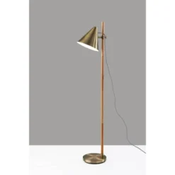 Bryn Floor Lamp Natural Rubberwood Antique Brass - Adesso -Adesso Lighting Deals Store GUEST b6ceb09f d471 4482 b8e0 925716bb8d9d