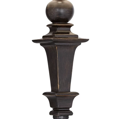 Regency Hill Traditional Floor Lamp 59" Tall Italian Bronze Taupe Faux Silk Square Hardback Shade For Living Room Reading Bedroom Office 2 Regency Hill Traditional Floor Lamp 59" Tall Italian Bronze Taupe Faux Silk Square Hardback Shade For Living Room Reading Bedroom Office - Image 2