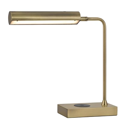 17.5" Metal LED Desk Lamp With Wireless Charging Antique Brass (Includes LED Light Bulb) - Cal Lighting 2 17.5" Metal LED Desk Lamp With Wireless Charging Antique Brass (Includes LED Light Bulb) - Cal Lighting - Image 2