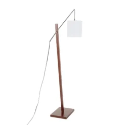 Arturo Contemporary Floor Lamp With Walnut Wood And Fabric Shade White (Includes LED Light Bulb) - LumiSource -Adesso Lighting Deals Store GUEST b8f77b09 675f 4e75 aa11 1dfa62af4ab0